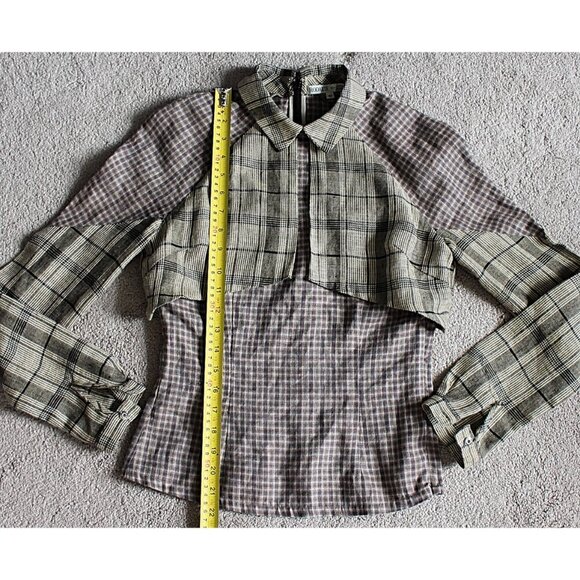 Rodarte x Opening Ceremony - Contrast Plaid Overlay Shirt, size XS - Picture 7 of 9
